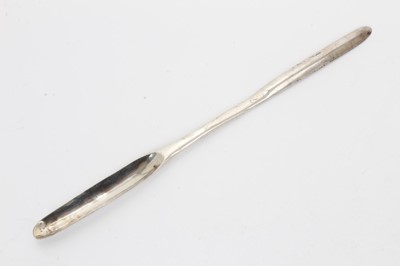 Lot 339 - Georgian silver double ended marrow scoop (marks distorted). 21.5cm overall length.