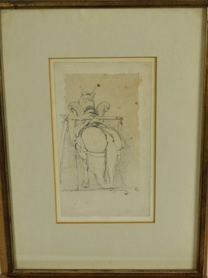 Lot 1210 - Samuel Prout (1783-1852) pencil sketch of a horse in harness, 18cm x 11cm, in glazed gilt frame