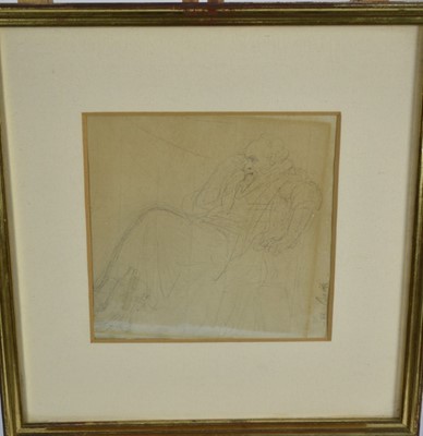 Lot 1211 - Thomas Rowlandson (1756-1827), pencil sketch of a seated nobleman, 17.5cm x 18cm, in glazed gilt frame