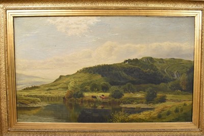 Lot 1215 - E. Stanley, 19th century, oil on canvas - Highland Landscape, signed, 76cm x 127cm, in gilt frame