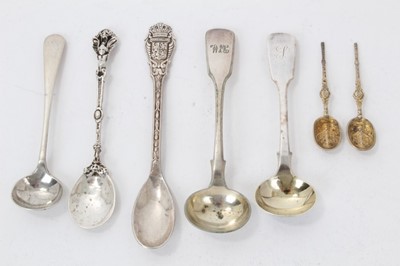 Lot 379 - Small collection of silver and white metal condiment spoons