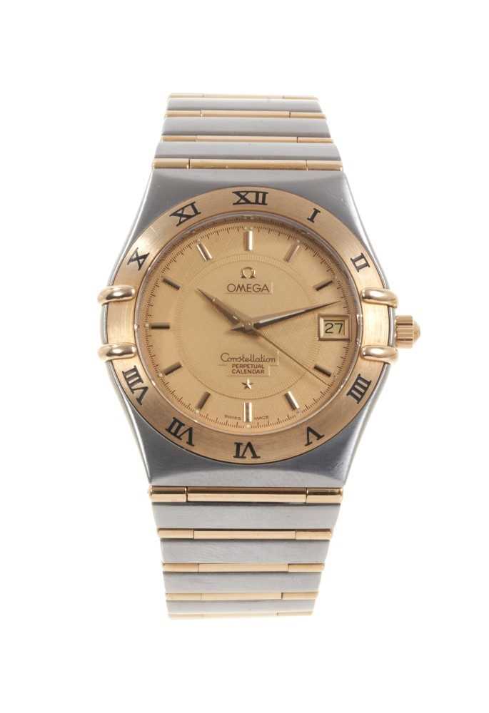 Lot 607 - Omega Constellation Perpetual Calendar bi-metal wristwatch