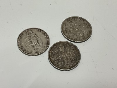 Lot 10 - G.B. - Mixed silver Florins to include Victoria 'Godless' 1849 GVF, JH 1887 and Edward VIII 1904 GF (3 coins)
