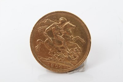 Lot 22 - G.B. - Gold Sovereign Victoria OH 1900M (N.B. Nicks to rim) otherwise GF (1 coin)