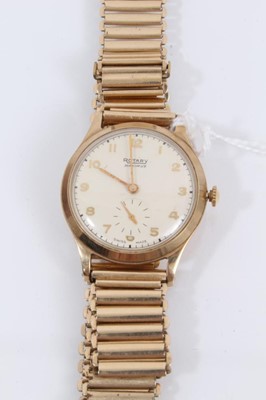 Lot 866 - 1950s 9ct gold cased Rotary Maximus wristwatch (Birmingham 1953) on gold plated bracelet