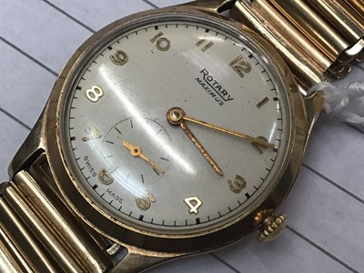 Lot 866 - 1950s 9ct gold cased Rotary Maximus wristwatch (Birmingham 1953) on gold plated bracelet