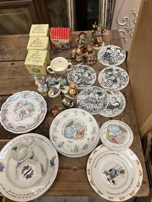 Lot 283 - Collection of Beswick Beatrix Potter figures, Hummel figures, Peter Rabbit plates, Bunnykins, children's ceramics and similar