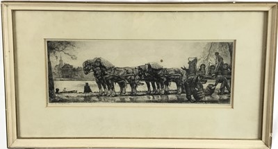 Lot 71 - Willem G Hofker ( Dutch 1902-1981) etching - signed in pencil, 16.5cm x 44cm in glazed frame