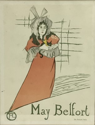 Lot 72 - Toulouse Lautrec lithograph - May Belfort, Edw. Ancourt Paris, 29cm x 22cm, in glazed frame