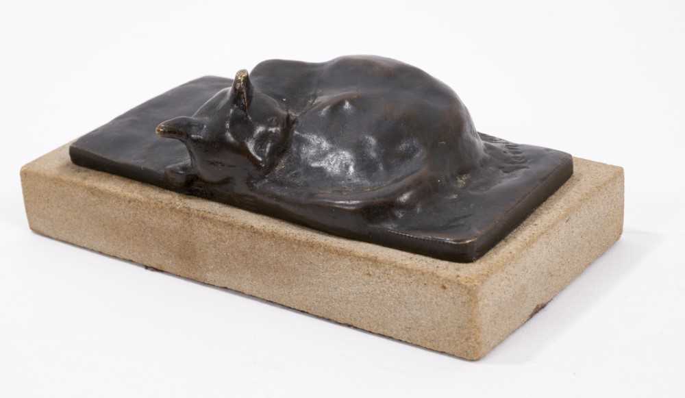 Lot 708 - Theophile Alexandre Steinlen (1859-1923) bronze sculpture, Chat Endormi, c.1900, mounted on a plinth  
Provenance: The Gillian Jason Gallery, circa late 1980s