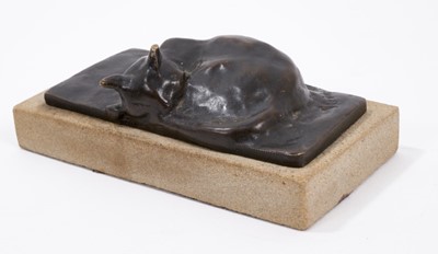 Lot 708 - Theophile Alexandre Steinlen (1859-1923) bronze sculpture, Chat Endormi, c.1900, mounted on a plinth  
Provenance: The Gillian Jason Gallery, circa late 1980s
