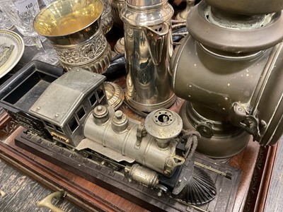 Lot 161 - Plated items barometer, ships clock, various other items