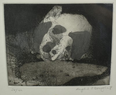 Lot 912 - *Hughie O'Donoghue (b. 1953) limited edition etching - Bruise, signed and dated '88, numbered 28/100, titled to gallery label verso, 13cm x 16.5cm, in glazed frame