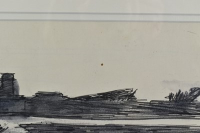 Lot 1149 - *Peter Coker RA (1926-2004) pen and wash - Harwich, monogrammed, titled and dated, 26cm x 38cm in glazed frame
