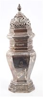 Lot 206 - 1930s Silverer sugar caster of octagonal...