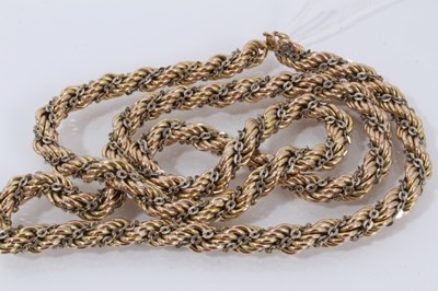 Lot 420 - 9ct white and yellow gold rope twist necklace