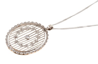 Lot 425 - Edwardian Belle Époque style diamond pendant on chain
