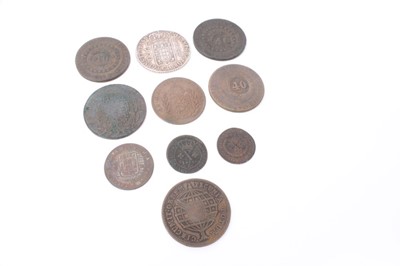 Lot 54 - Brazil - Mixed coins to include silver 960 Reis 1816 GVF and other copper issues (10 coins)