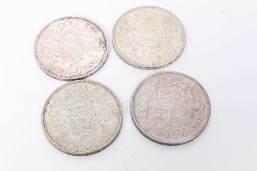 Lot 64 - Latvia - Mixed silver 5 Lati coins 1929 x 2 EF & 1931 x 2 EF (4 coins)
