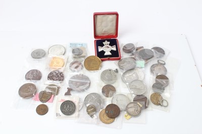 Lot 76 - World - Mixed base metal commemorative medallions to include 'Victory Copper' Lord Nelson, 19th century U.K. Pigeon Club Awards & many others (Qty)