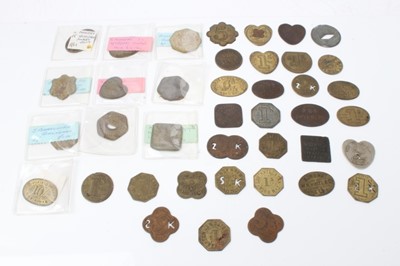 Lot 81 - G.B. - Market cheques/tally's to include examples from Boro, Birmingham, Farringdon, Spitalfields & Stratford (40 cheques & tally's)