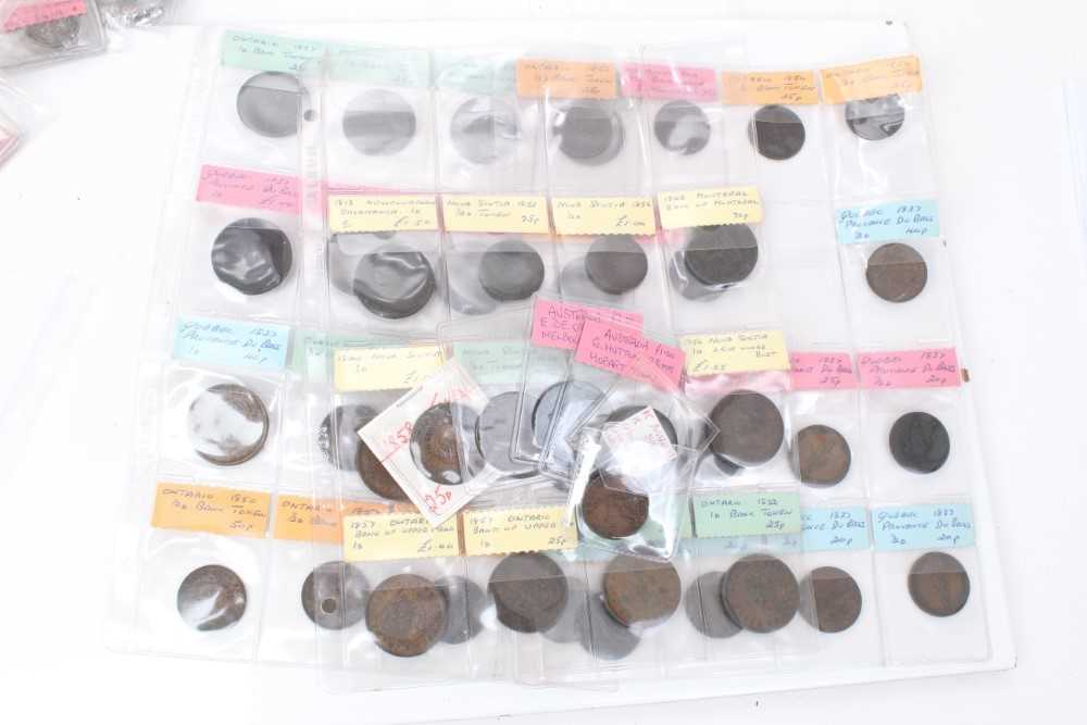 Lot 86 - World - Mixed 19th century copper tokens to include issues from Australia, New Zealand & Canada (N.B. Mixed denominations & grades) (47 coins)