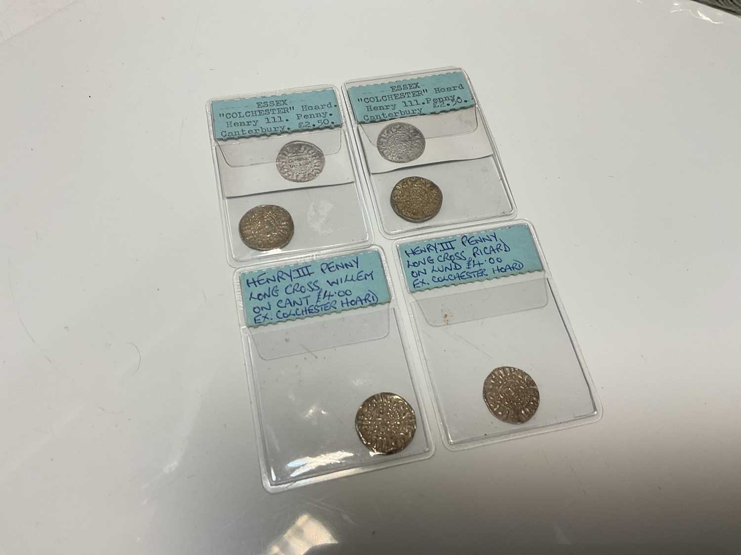 Lot 87 - G.B. - Mixed Henry III silver hammered Penny's x 4, ex Colchester, Essex hoard (N.B. One double struck) otherwise VF-EF (4 coins)