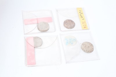 Lot 89 - G.B. - Henry III silver hammered posthumous Penny's Class 6 ION, Bury St Edmunds x 4 (N.B. Crudely struck) otherwise F-VF (4 coins)