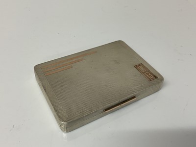 Lot 10 - Good quality George VI silver tobacco box of rectangular form with engine turned decoration and gilded interior, (London 1937), maker FG, 8cm in overall length, all at 3.6ozs