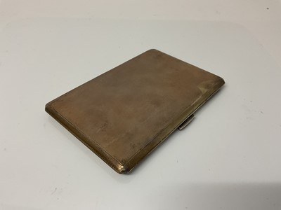 Lot 27 - George VI silver cigarette case of rectangular form with engine turned decoration and gilded interior, stamped Dunhill, London, (Birmingham 1946), maker Frederick Field, 12.5cm in overall length, a...