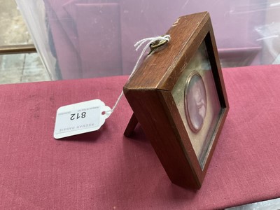 Lot 812 - Samuel Finney (1719-1798) watercolour miniature on ivory, Admiral Sir Charles Hardy, signed with initials, engraved as titled verso, in gilt glazed frame, 4.3 x 3.8cm, presented in glazed box frame...