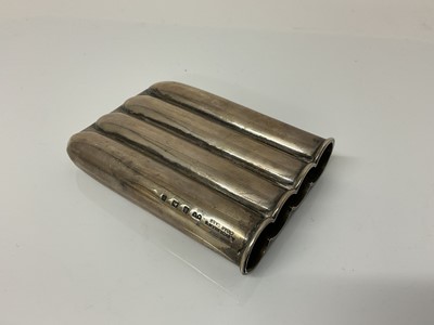 Lot 34 - Edwardian silver four tube cigar case (Birmingham 1905), maker Albert Sydenham, 9.4cm in overall length, all at 2.7ozs