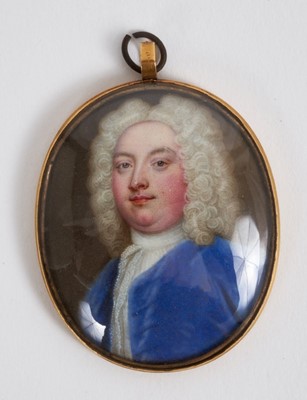 Lot 813 - Christian Friedrich Zincke (c.1685-1767) watercolour miniature portrait on ivory, portrait of Thomas Budgen (1772) engraved as titled, apparently unsigned, 4.6 x 3.8cm, in glazed gold frame with lo...