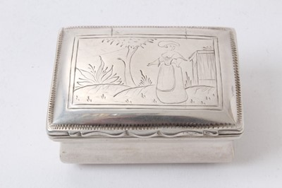 Lot 259 - Late 18th century Continental, possibly Dutch, silver tobacco box