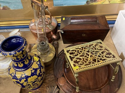 Lot 229 - Copper kettle, brass trivet and other items