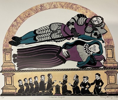Lot 240 - Penny Berry Paterson (1941-2021) signed colour linocut print - 'Sleepless Knight', numbered 7/30, image 41 x 48cm