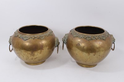 Lot 844 - Large pair of 19th century brass jardinières - stamped marks to bases