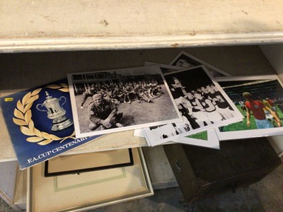 Lot 258 - Bobby Moore prints West Ham and England, plus a set of football FA cup coins