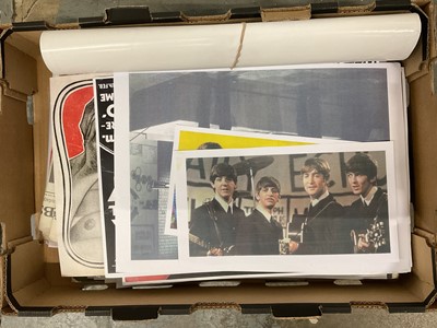 Lot 233 - Box of music and film reproduction prints and posters including Iron Maiden, Beatles, T-Rex, Monroe etc