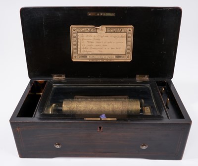 Lot 743 - 19th century Swiss music box with six airs