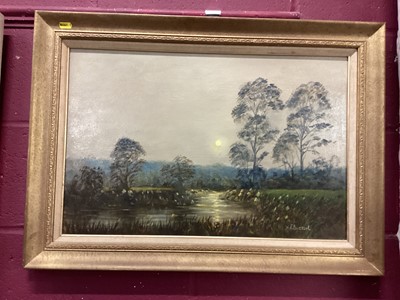 Lot 338 - W.F. Burton, oil on board, "Misty Moon"
