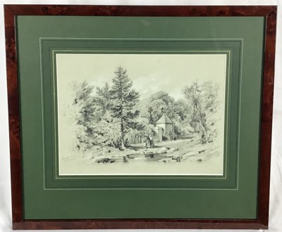 Lot 210 - Peppino Maenza (c. 1825-after 1860) pencil and chalk - figure in a landscape