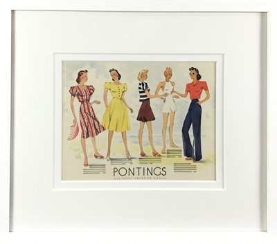 Lot 177 - Art Deco original watercolour advert for Pontings department store, High Street Kensington