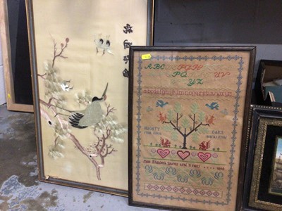 Lot 148 - Collection of pictures including Japanese, Sampler, prints etc