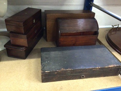 Lot 104 - Pistol box and other boxes including a correspondence box and a desk calendar