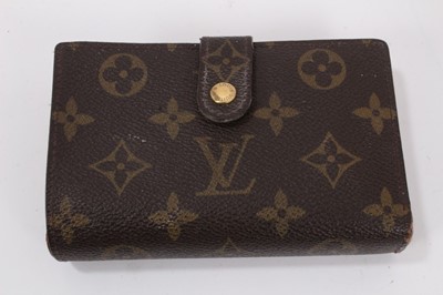 Lot 2089 - Louis Vuitton vanity case with fitted interior, signature monogrammed and brass fittings, together with a Louis Vuitton purse and Louis Vuitton key fob with two keys, label numbered 1029952, lock a...