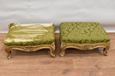 Lot 1444 - Pair of early 19th century carved gilt stools