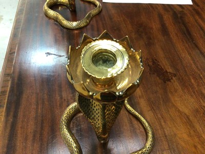Lot 22 - Pair 'cobra' candlesticks