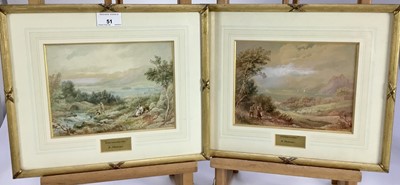 Lot 51 - A. Pernet, late 19th century, pair of watercolours of Derwentwater and Ellterwater, signed, 15cm x 20cm, in glazed gilt frames