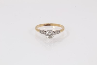 Lot 503 - Diamond single stone ring with a brilliant cut diamond estimated to weigh approximately 0.40cts in platinum setting on 18ct gold shank